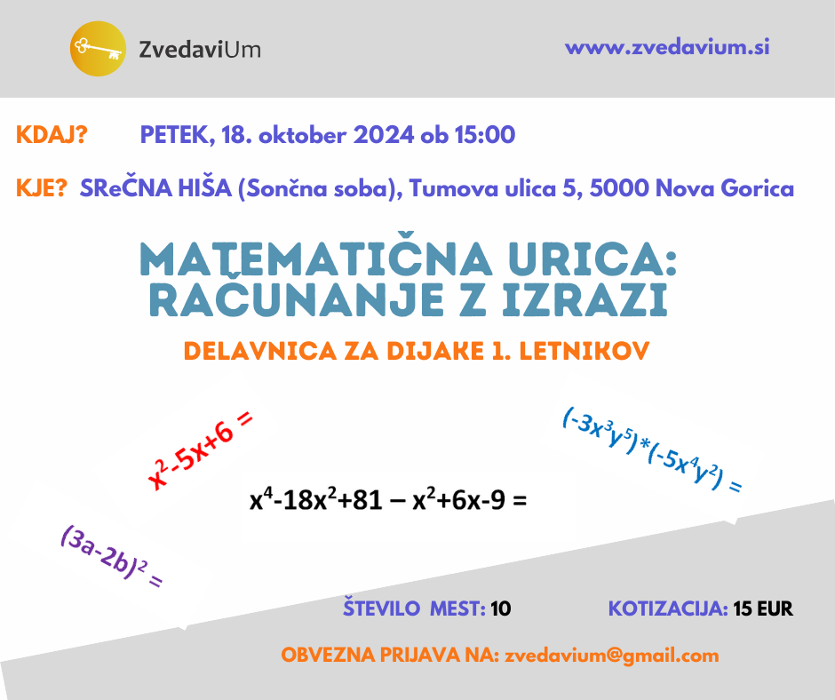 matematična urica. računanje z izrazi
